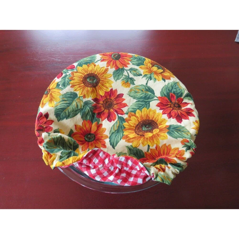 Kitchenaid Bowl Cover Reversible Sunflowers and Red Gingham Mixer Bowl Cover
